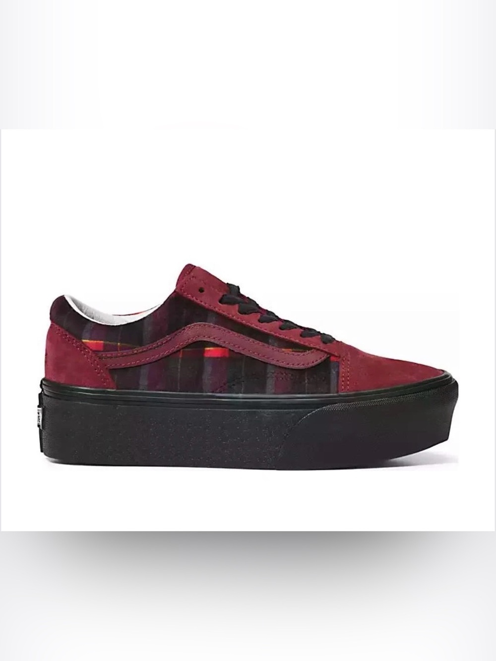 Vans Women's Velvet Plaid Platform Sneakers with Black Sole - Picture 2 of 8